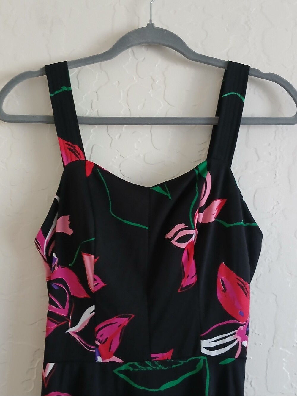 VINTAGE 60's Union Made Pinup Sundress Women's 12 Black Floral Smocked Back - Picture 3 of 8